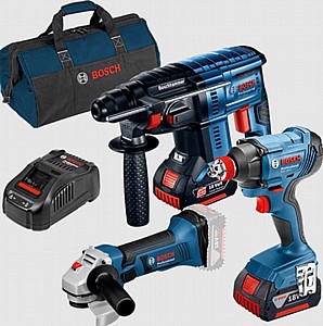 סט בוש 18V מפתח אימפקט + פטישון + משחזת זווית + שתי סוללות BOSCH סט בוש 18V מפתח אימפקט + פטישון + משחזת זווית + שתי סוללות BOSCH