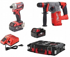 סט Brushless מברגת אימפקט קומפקטית + פטישון נטען מילווקי Milwaukee סט Brushless מברגת אימפקט קומפקטית + פטישון נטען מילווקי Milwaukee