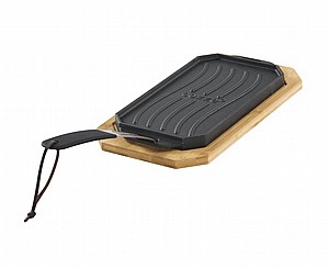 מחבת יציקה פסים 165X330 מ”מ עם תחתית עץ COZZE מחבת יציקה פסים 165X330 מ”מ עם תחתית עץ COZZE